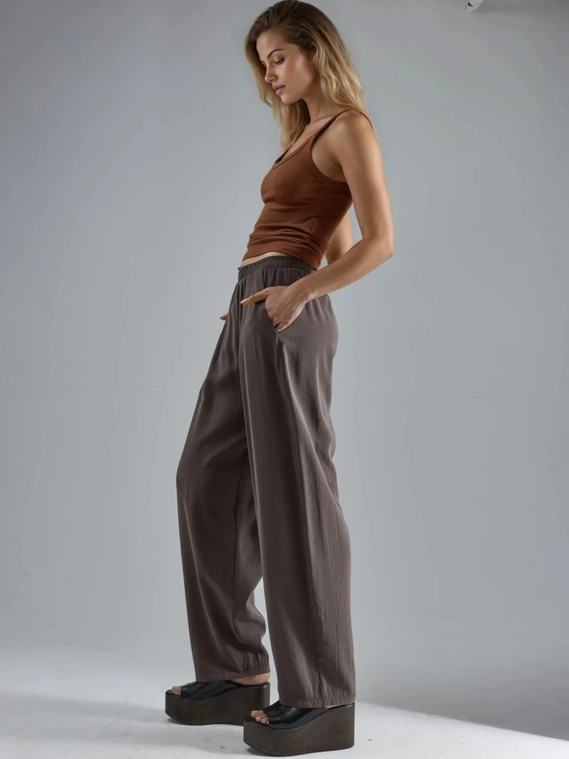 بوسيم BUSEM Wide Leg Pleated Pants